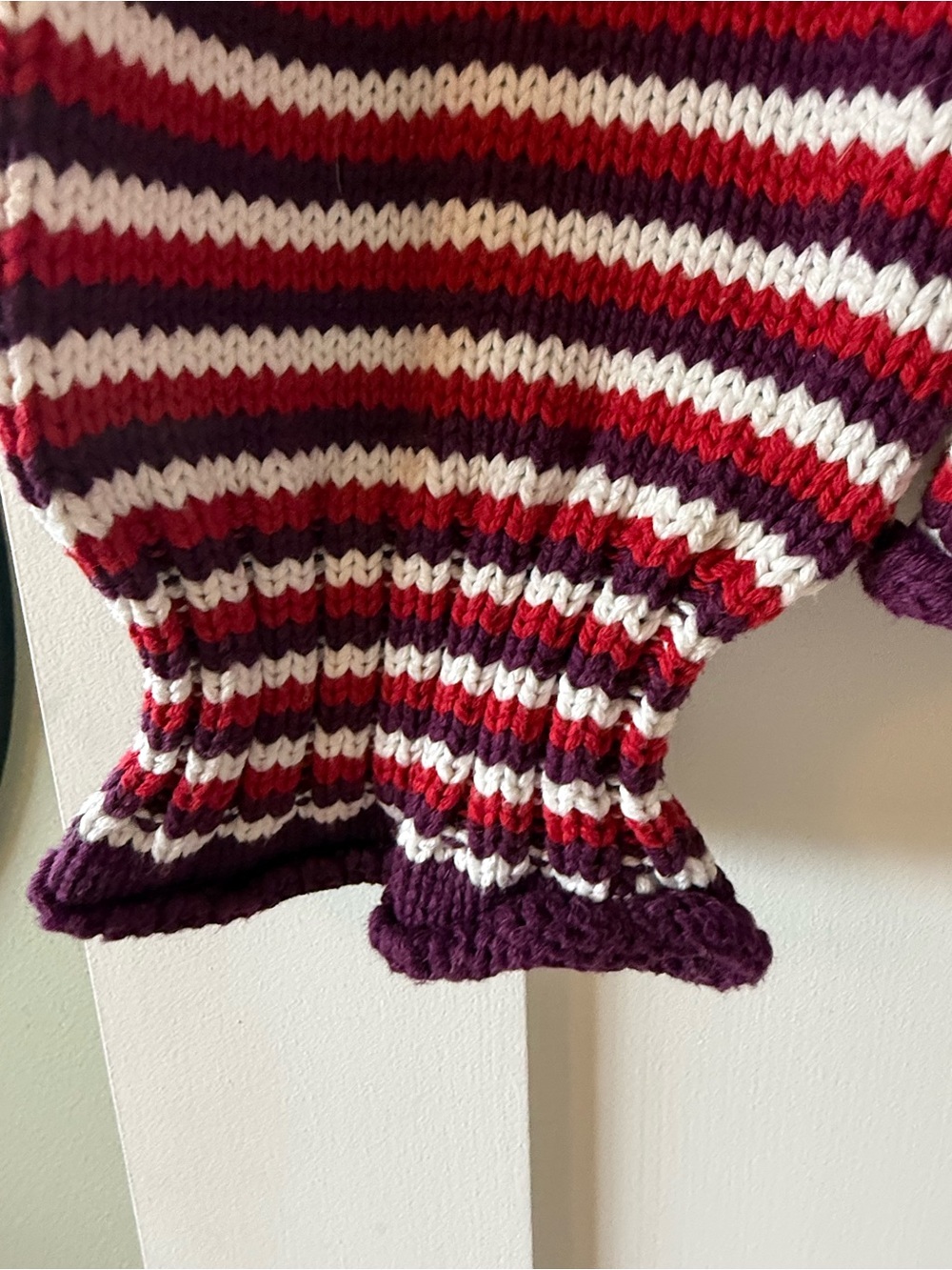 J. Crew Red and White Striped Crewneck Sweater with Burgundy Trim - Picture 3 of 3